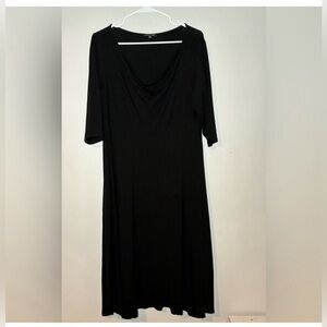 Eileen Fisher drapped Cowl Neck Modest Midi Dress Black size medium